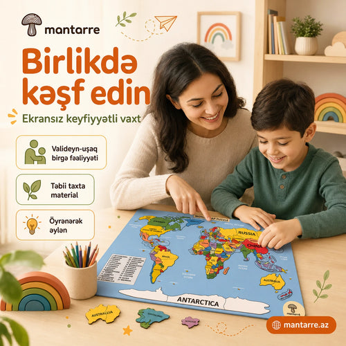 Rəngli Dünya Xəritəsi Puzzle