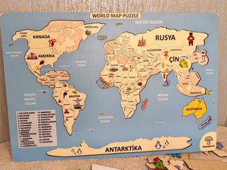 Rəngli Dünya Xəritəsi Puzzle